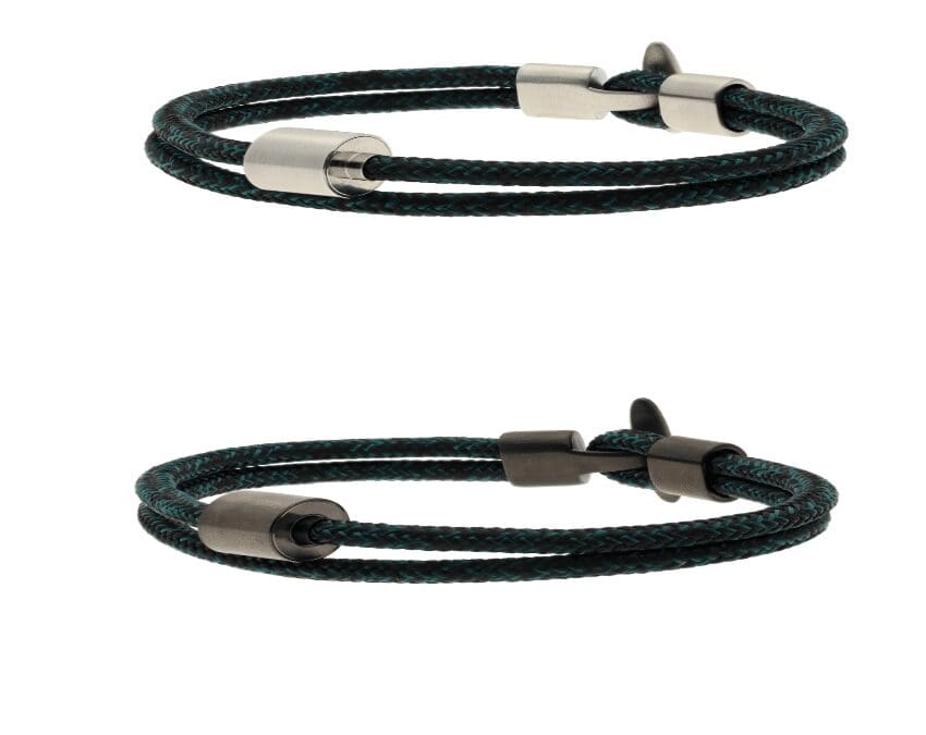 Koord armband zwart/petrol