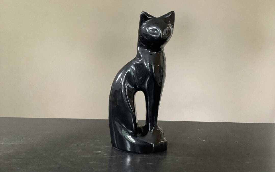 Urn zittende kat aluminium Antraciet
